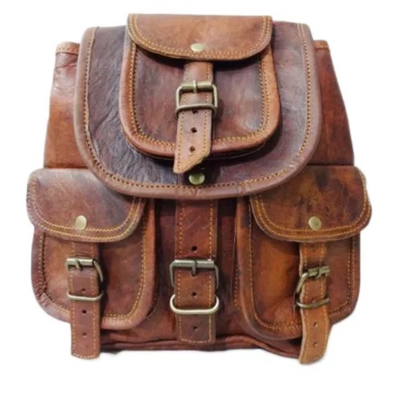 handmade Handbags - Brown Leather mini-backpack from Mexico City